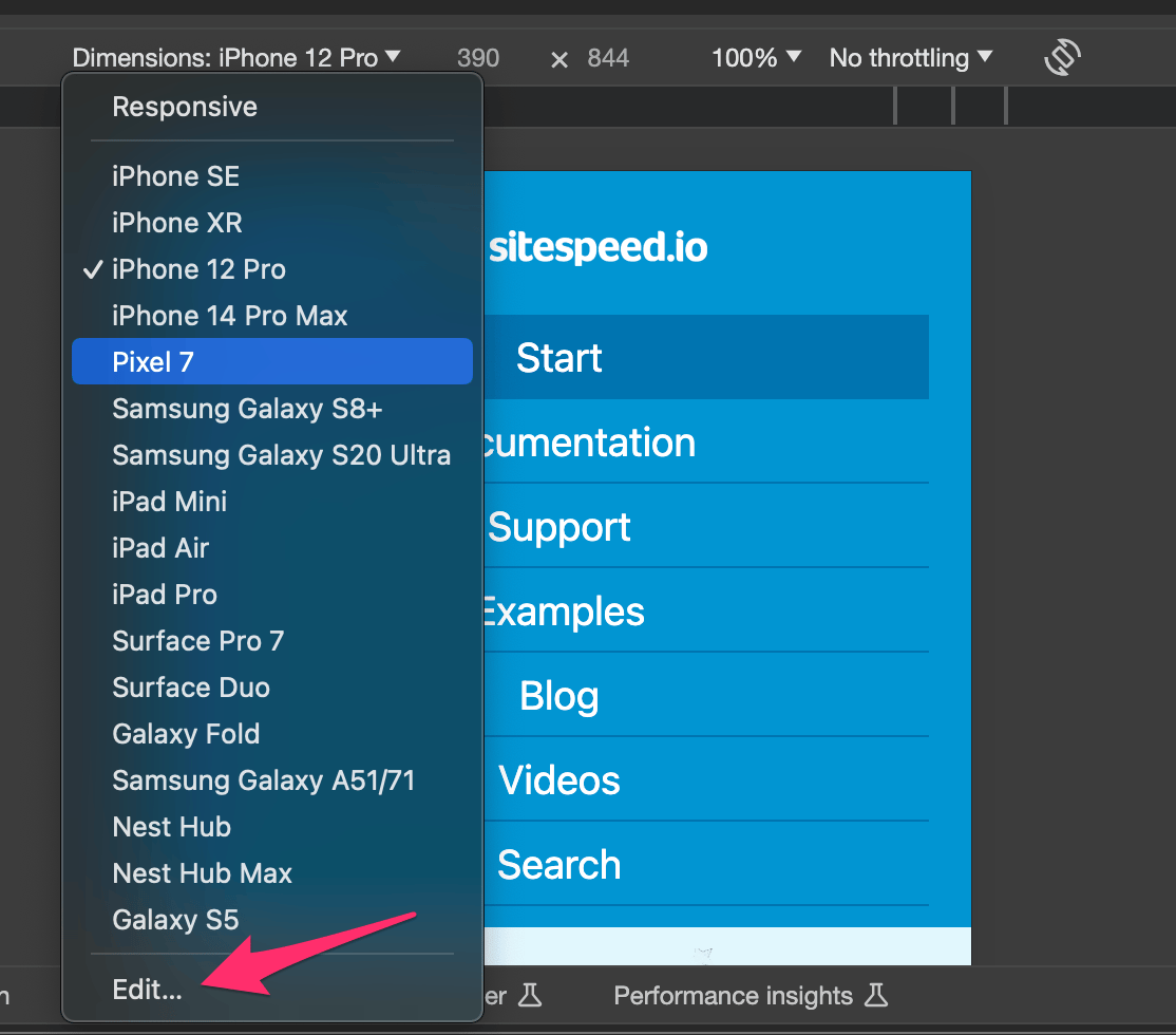 Emulated mobile phones in Chrome DevTools
