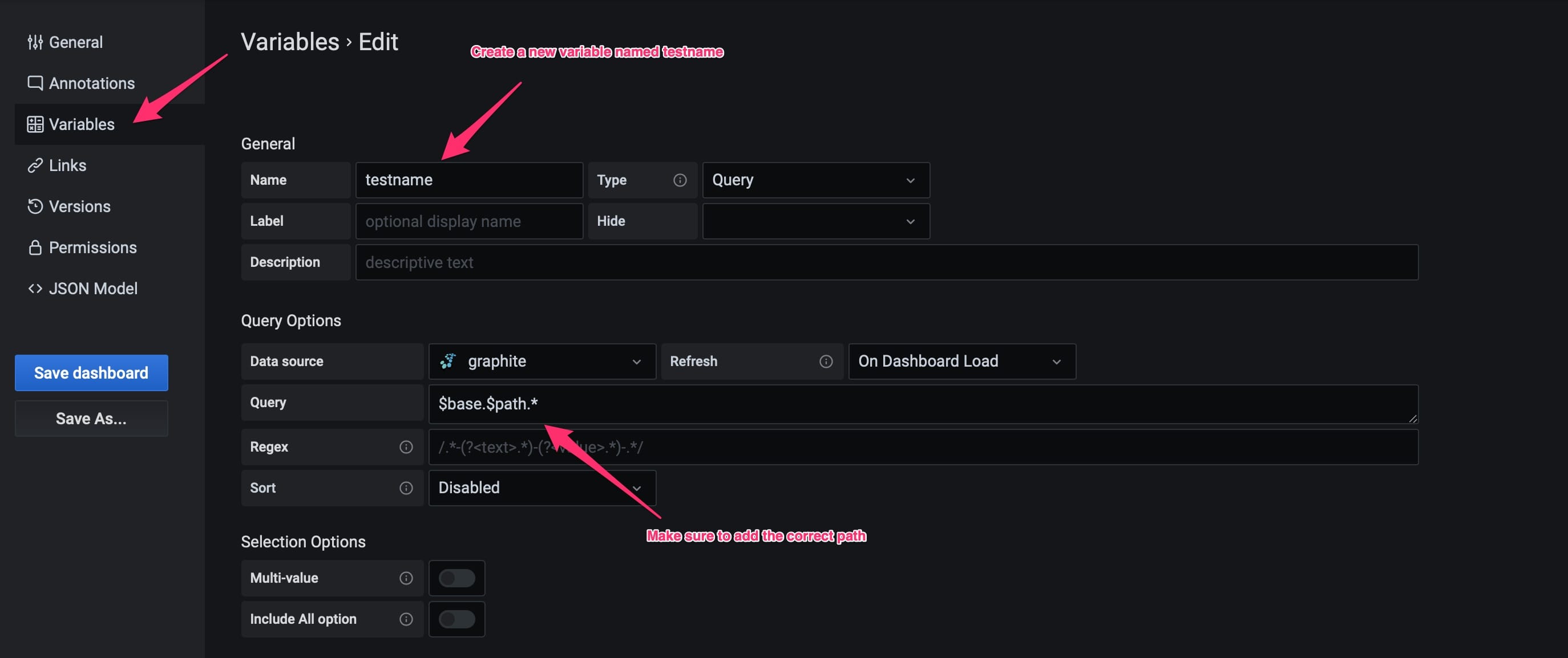 Add a test name as a variable