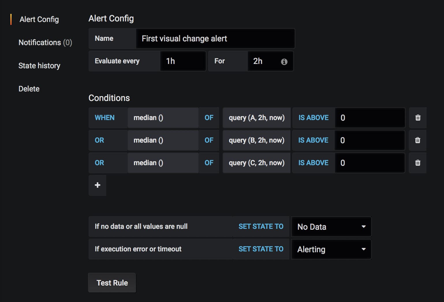 Alert on console error query