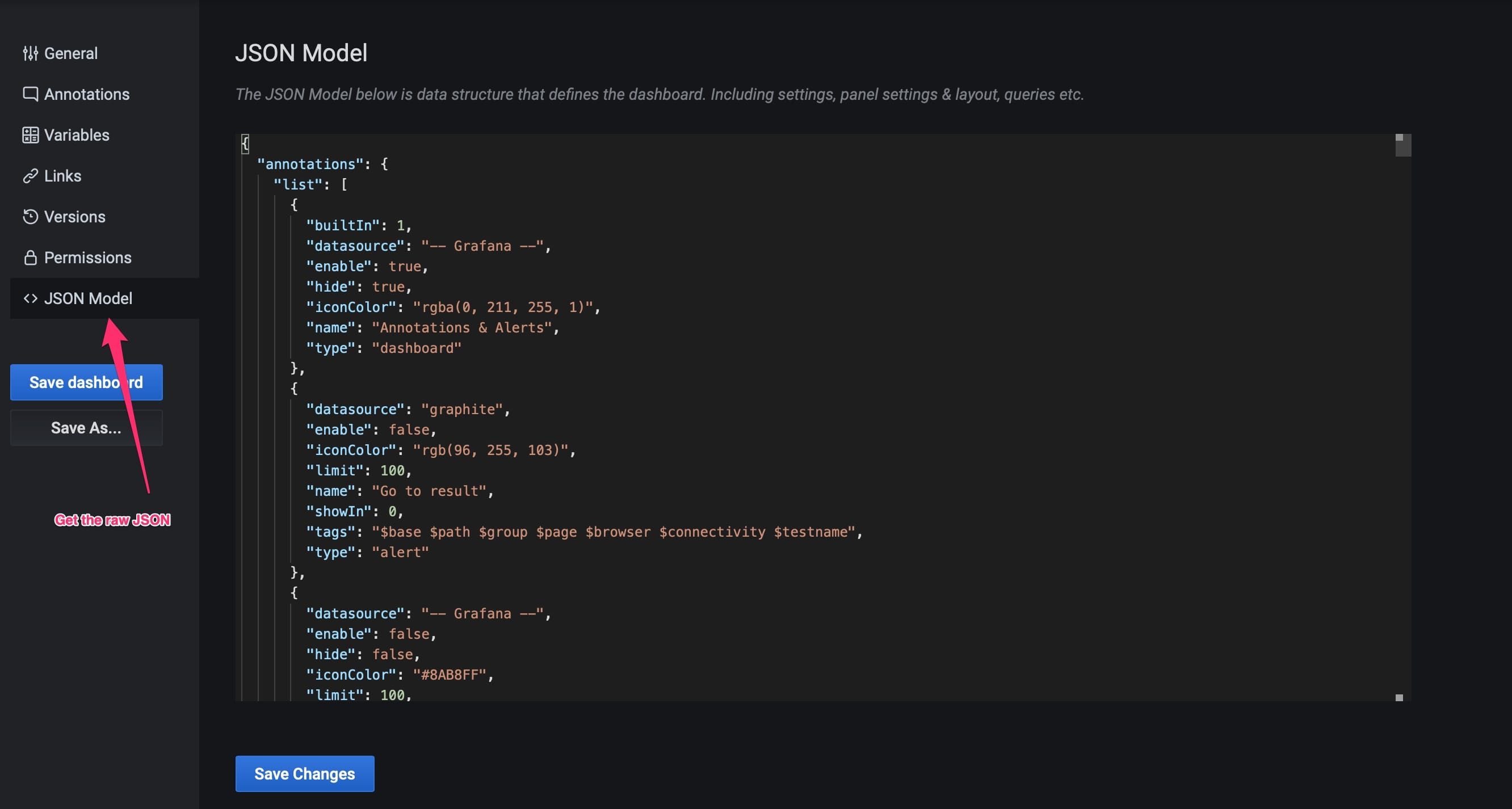 Change all the keys direct in the dashboard JSON