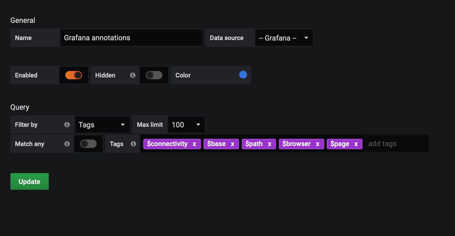 Setup Grafana annotations