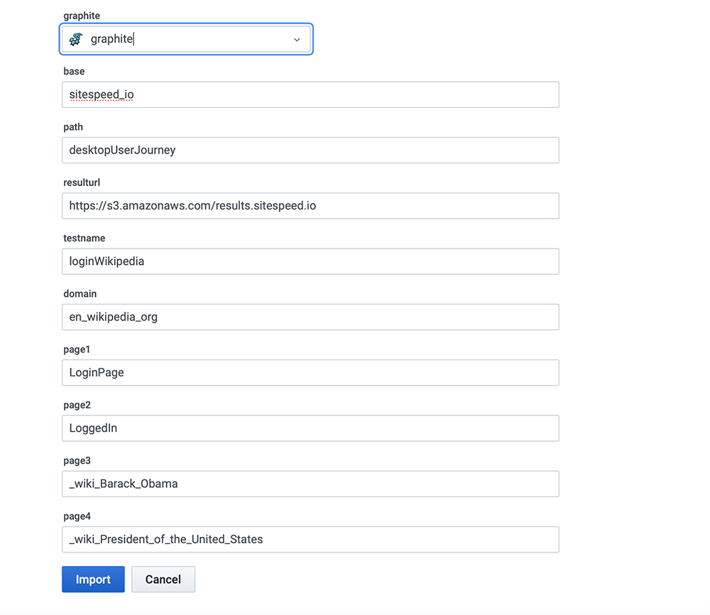 Import a user journey variables