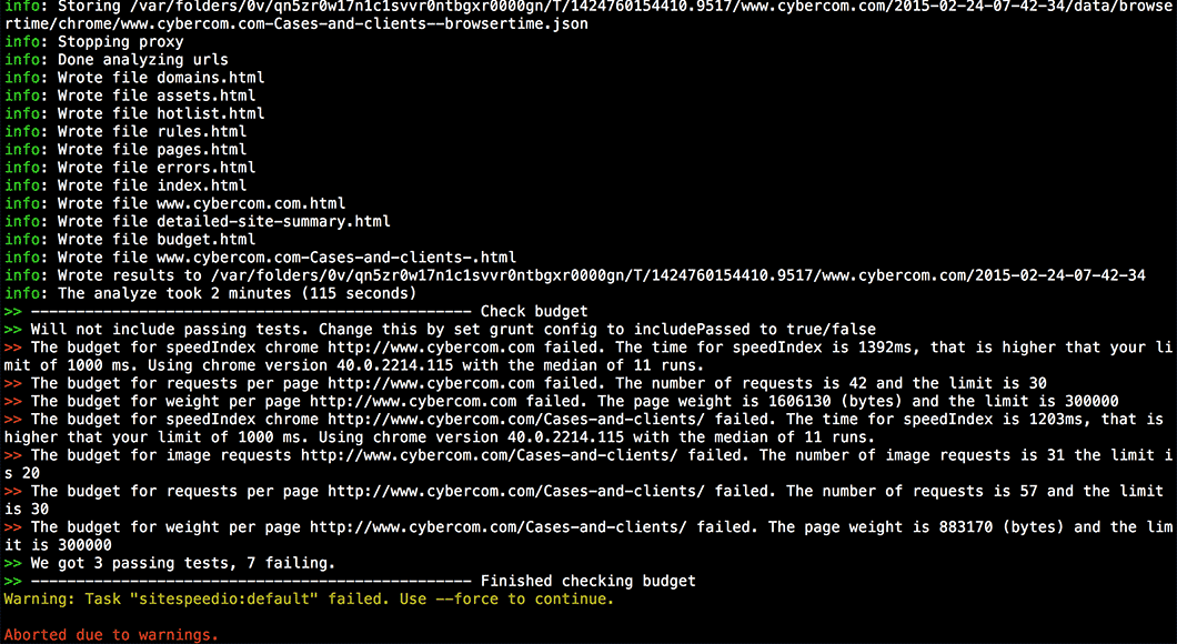 Performance budget example